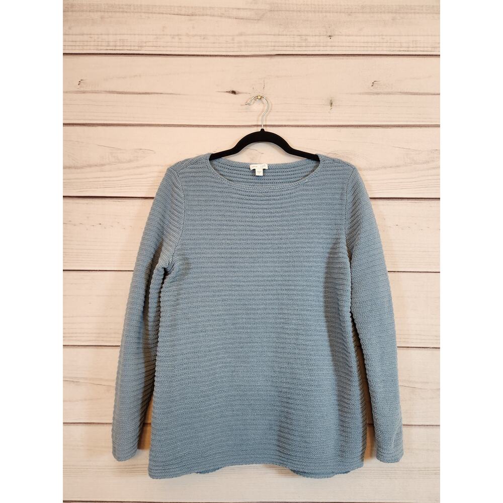 J. Jill Women's Blue Knit Boat Neck Long Sleeve Chenille Pullover Sweater Size S